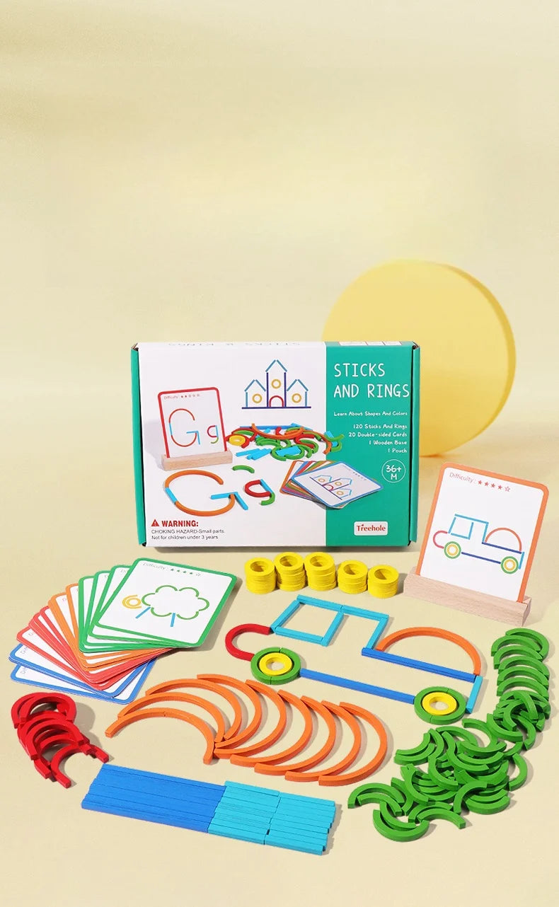 Jouets de puzzle pour l'éducation précoce des enfants, anneaux créatifs en bois, bâtons, puzzles, formation à la pensée logique abstraite, parent-enfant