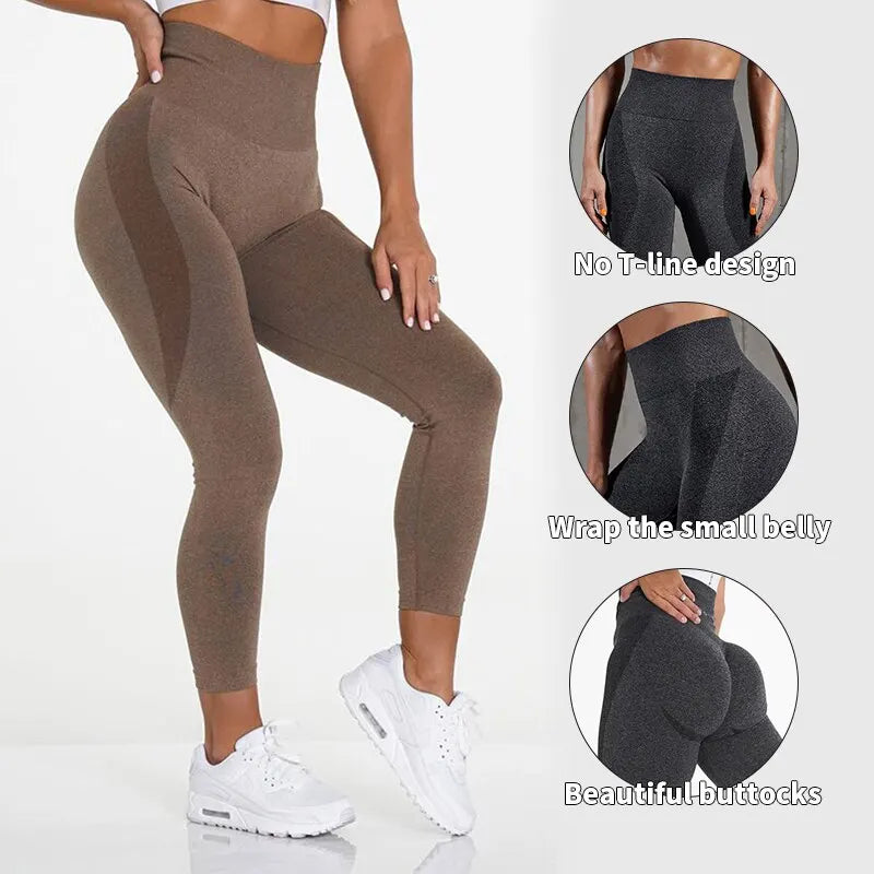 Leggings de sport taille haute pour femme, collants d'entraînement élastiques, pantalons d'entraînement sans couture pour femme, fitness, yoga, levage des fesses, courbes