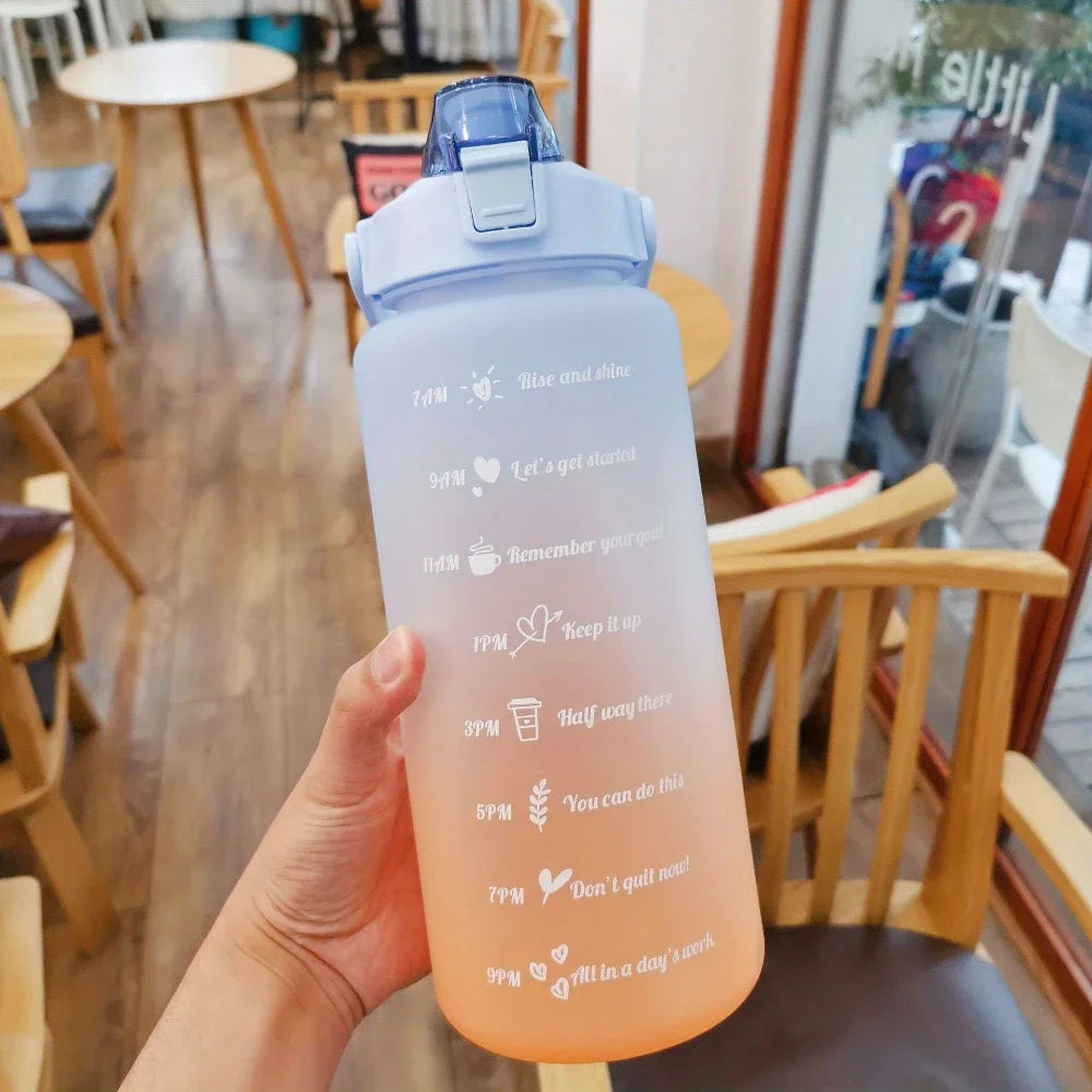 Bouteille d'eau 2 litres, bouteille de Sport en plastique étanche, reste hydraté, motivation, rappel des moments, Sports de plein air, Fitness, bureau, intérieur