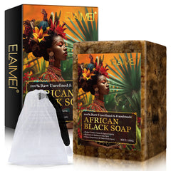 Savon noir africain brut pour peaux grasses, taches foncées, ingrédients purs et naturels – Savon biologique pour le visage et le corps