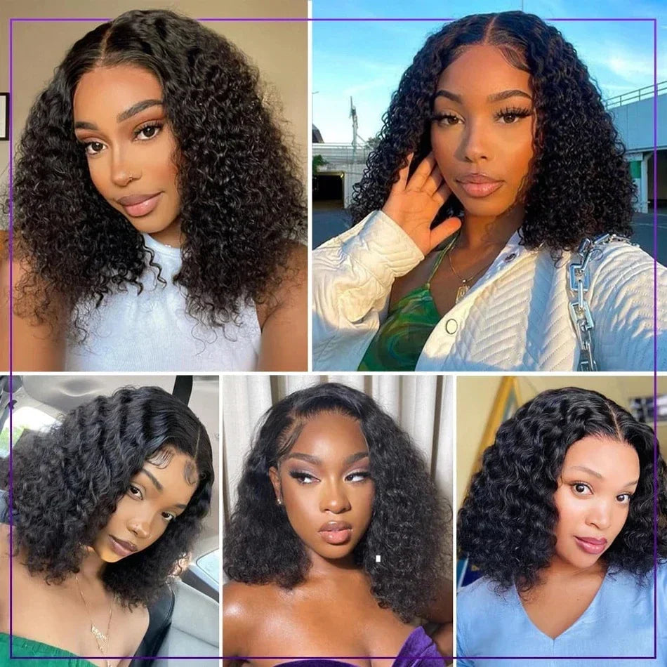 100% cheveux humains lâche vague profonde courte Bob perruques cheveux humains 13x4 Transparent dentelle avant perruque 16 pouces 200 densité perruque vietnamienne