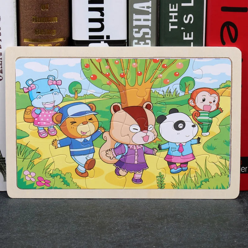Nouveau 24 pièces Puzzles en bois enfants dessin animé Animal bois Puzzle jouets d'apprentissage éducatif précoce pour enfants cadeau