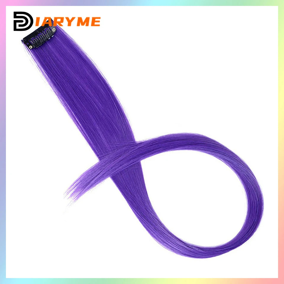 Colorful curly synthetic hair extensions for girls, long clip-in hairpiece, multicolored party strands, wig piece, for women and children