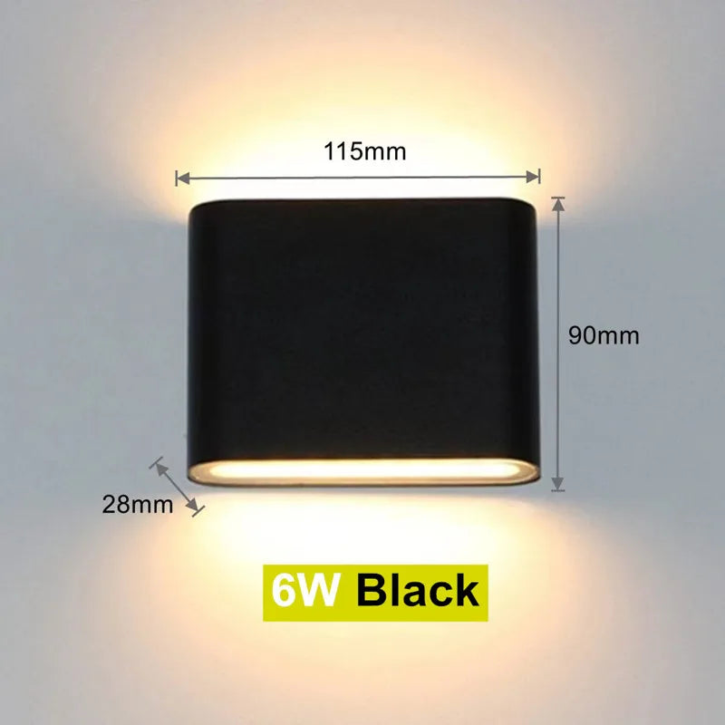 6W 12W mur LED lampe extérieure étanche éclairage de jardin en aluminium AC86-265V intérieur chambre salon escaliers applique murale