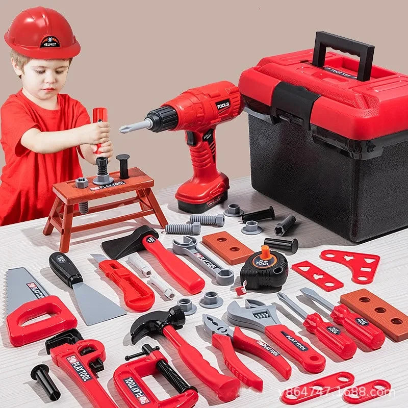 Kit de boîte à outils pour enfants, jouets éducatifs, outils de réparation de Simulation, perceuse, jeu en plastique, apprentissage, ingénierie, Puzzle, jouets cadeaux pour garçon