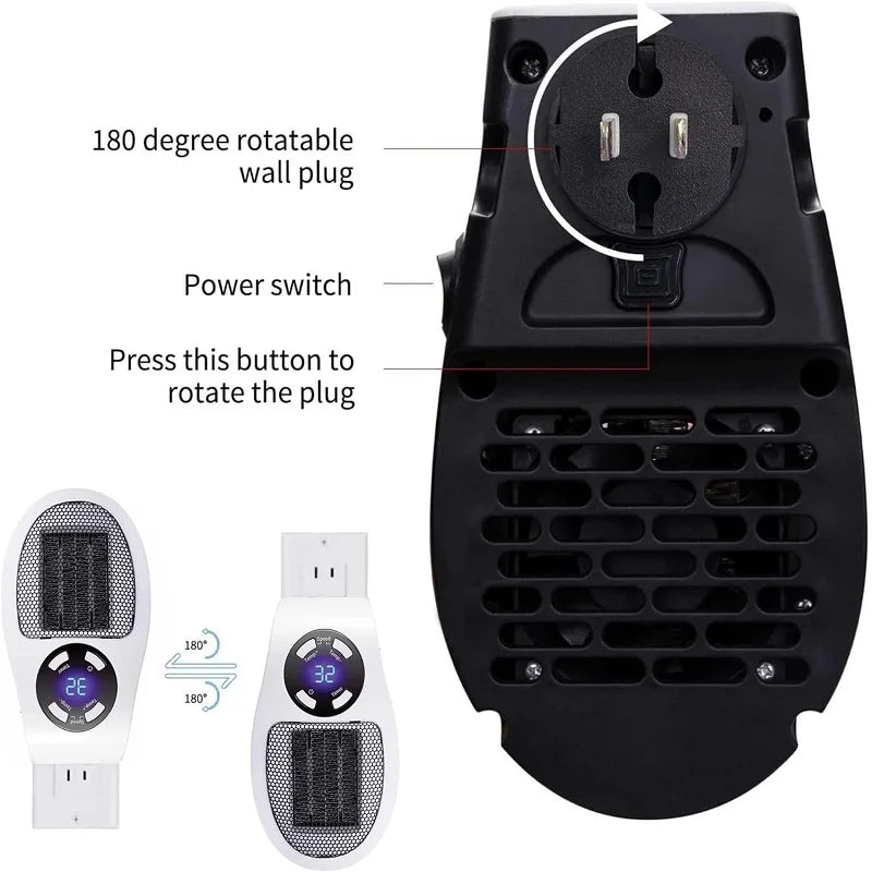 Chauffage électrique à prise murale, économe en énergie, faible bruit, radiateurs portables pour usage intérieur, pièce, cuillère à soupe