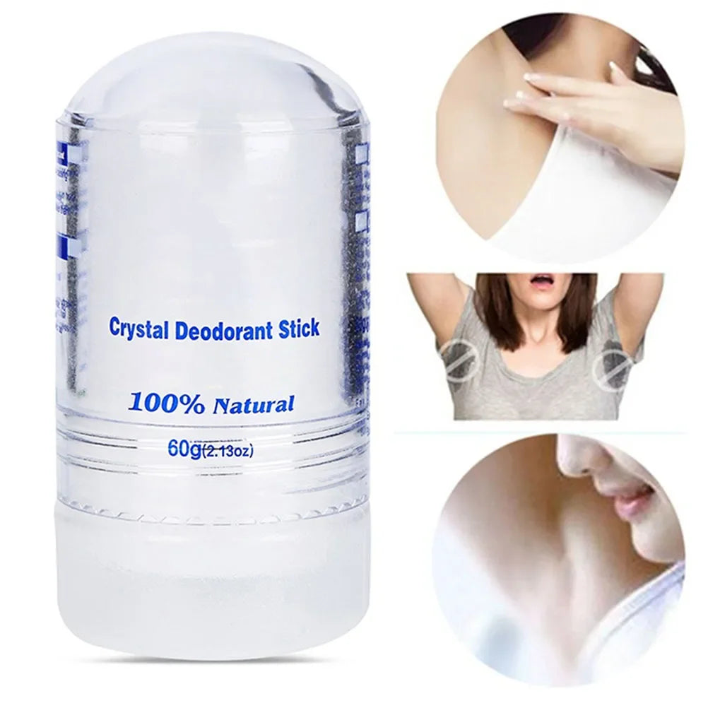 Bâton déodorant en cristal pour hommes et femmes, 60g, dissolvant d'odeurs pour le corps, les aisselles, anti-transpirant naturel