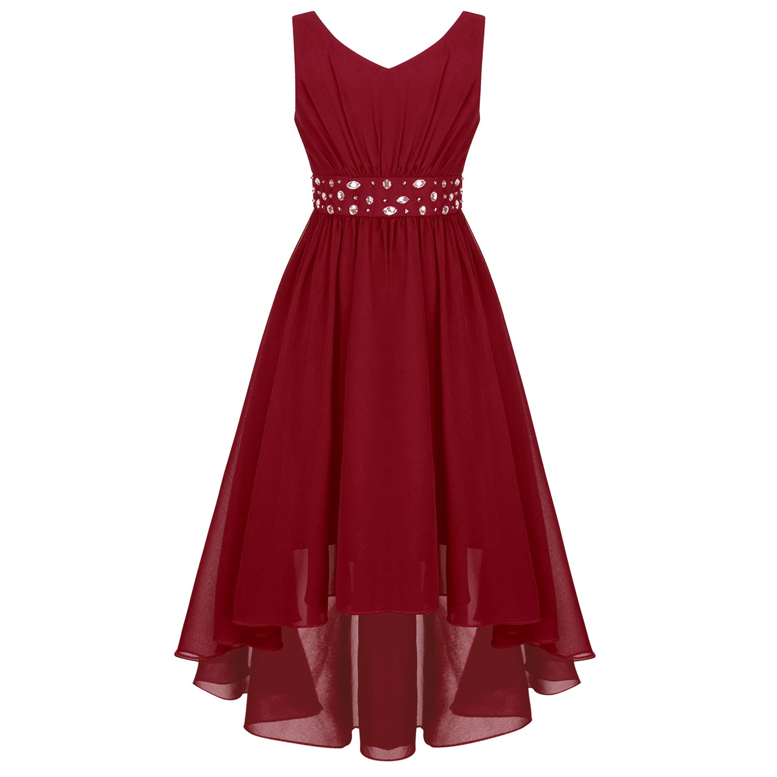 Robe perlée pour filles, élégante, brillante, rose, pour adolescentes, pour cérémonie de première Communion, ourlet Hi-Lo, fleur de demoiselle d'honneur
