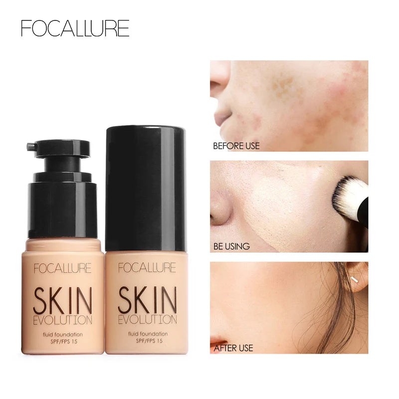 Focallure Base visage liquide fond de teint crème couverture complète correcteur contrôle de l'huile fond de teint hydratant crème maquillage pour les femmes