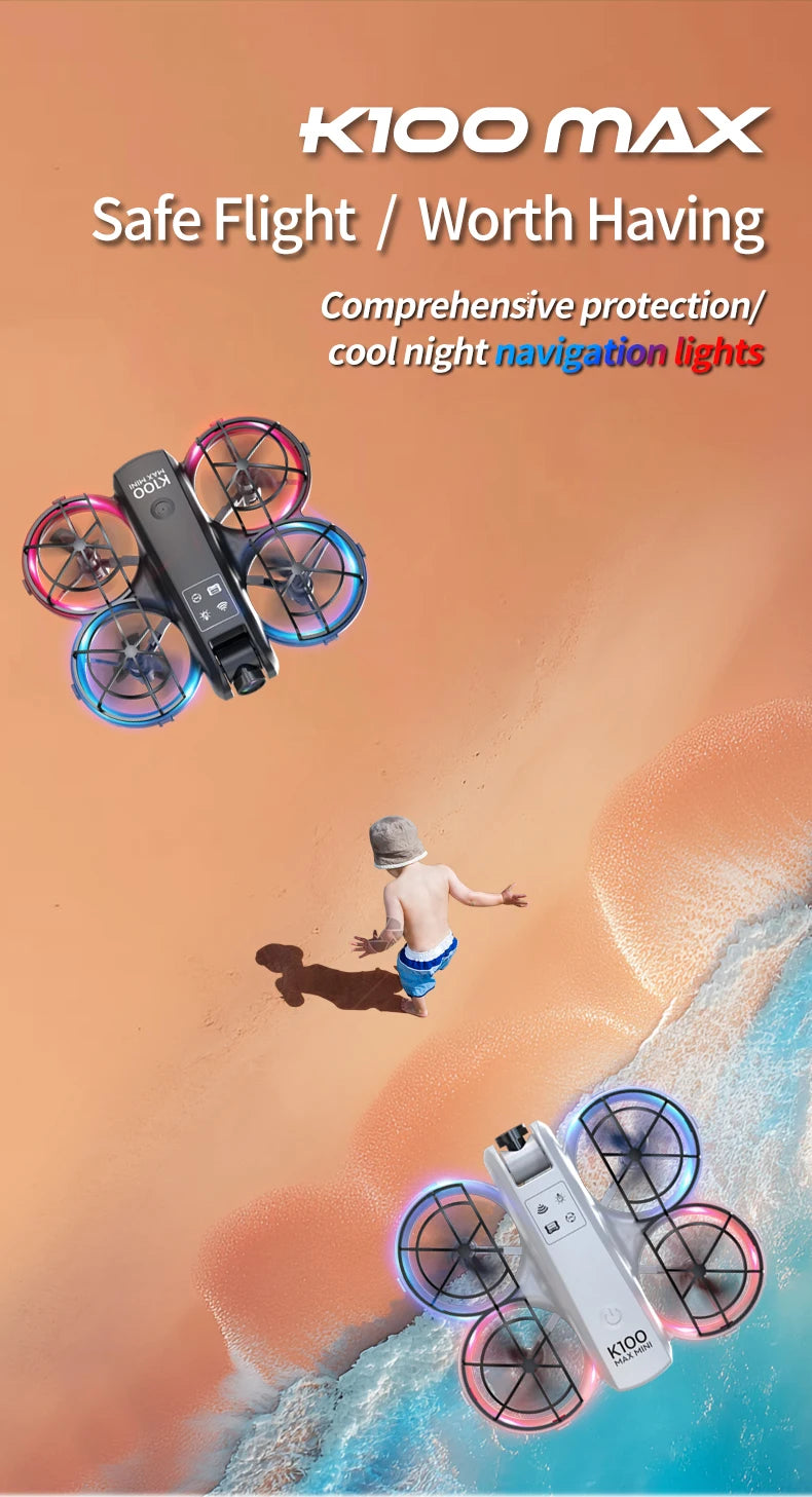 K100 MAX Mini GPS Drone 8K HD caméra vidéo en temps réel transmission écran contrôle évitement d'obstacles photographie aérienne RC quadrirotor
