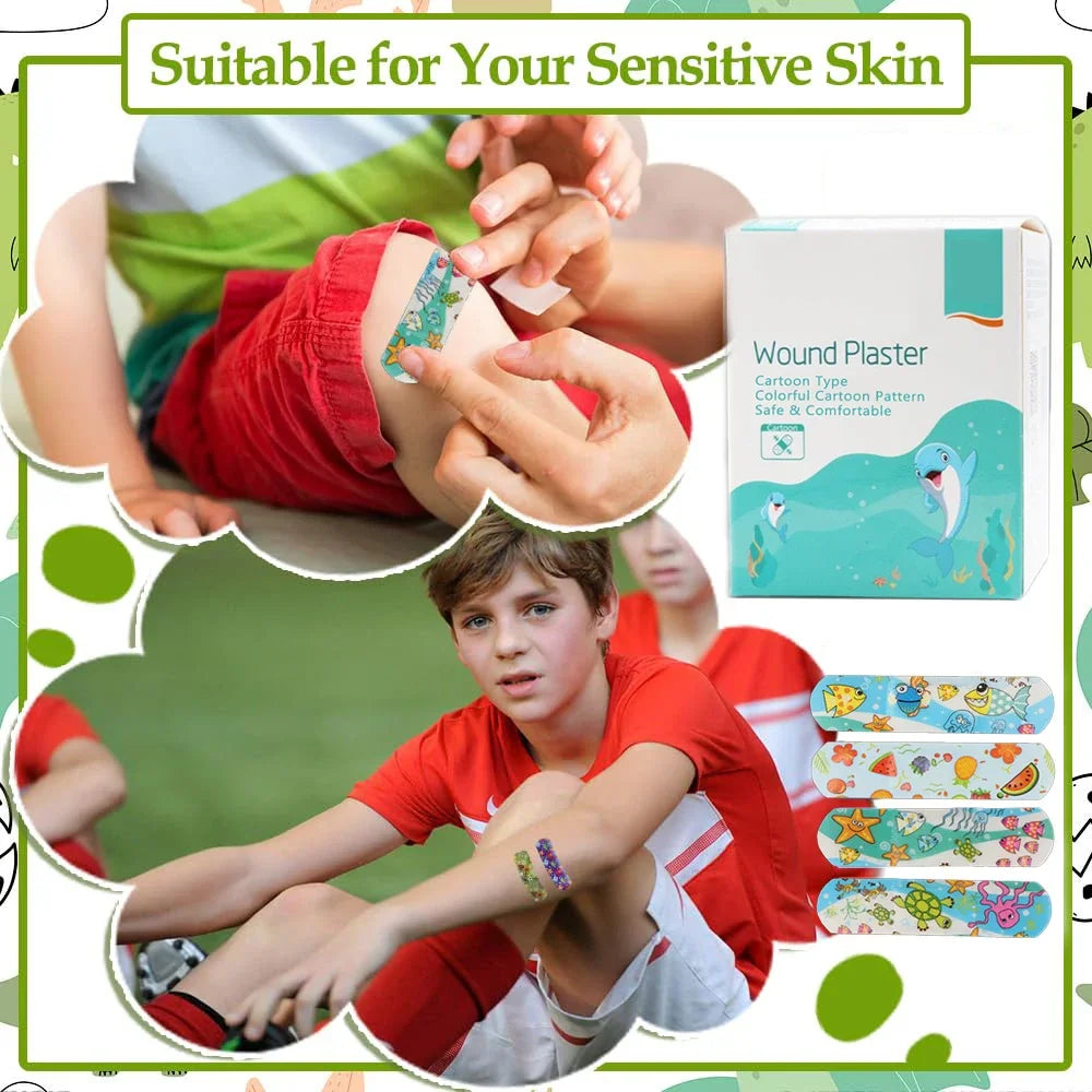 100 pièces enfants Bandages en vrac enfants mignon dessin animé Bandages bandes adhésives flexibles médical imperméable respirant pour les enfants