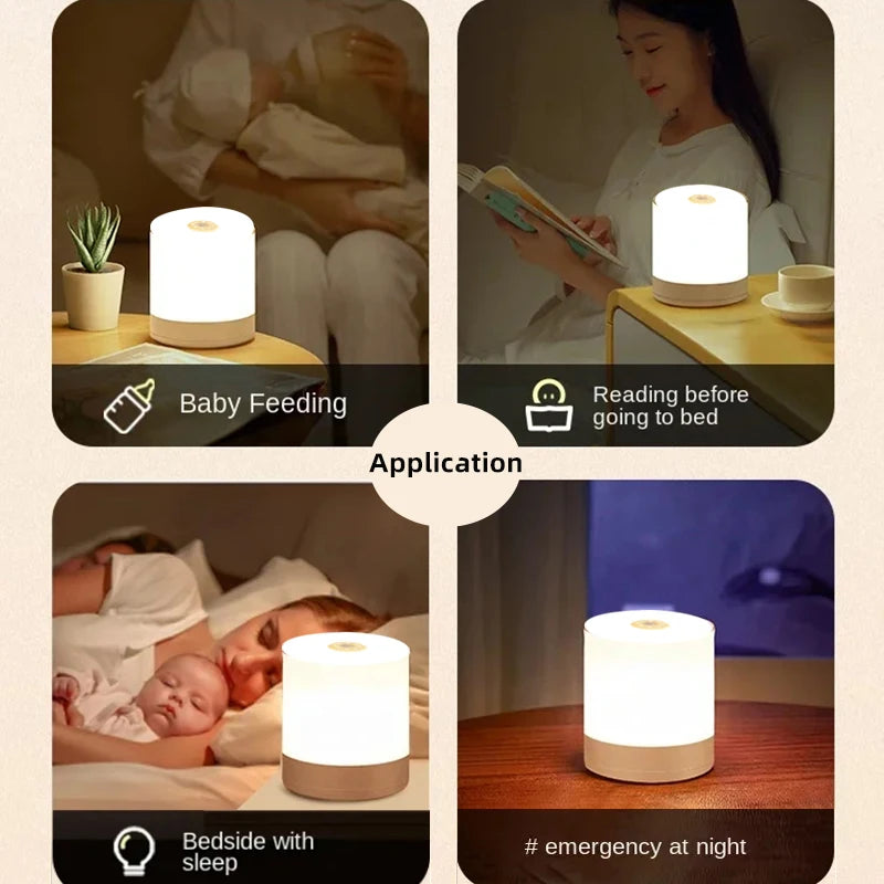 Veilleuse LED à capteur tactile pour enfants, lumière à intensité variable en continu, à côté de la lampe, chargement USB, lampe de table, veilleuse pour bébé, chambre à coucher