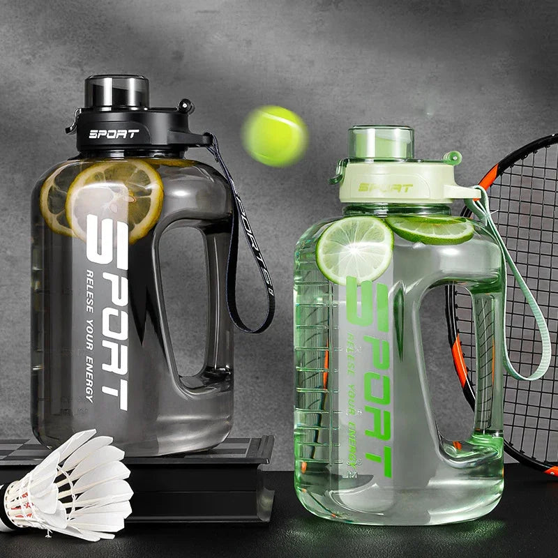 Bouteille d'eau seau de grande capacité 1,2 l/1,7 l, grand ventre, bouteille d'eau pour sport, Fitness, tasse spatiale en plastique Portable