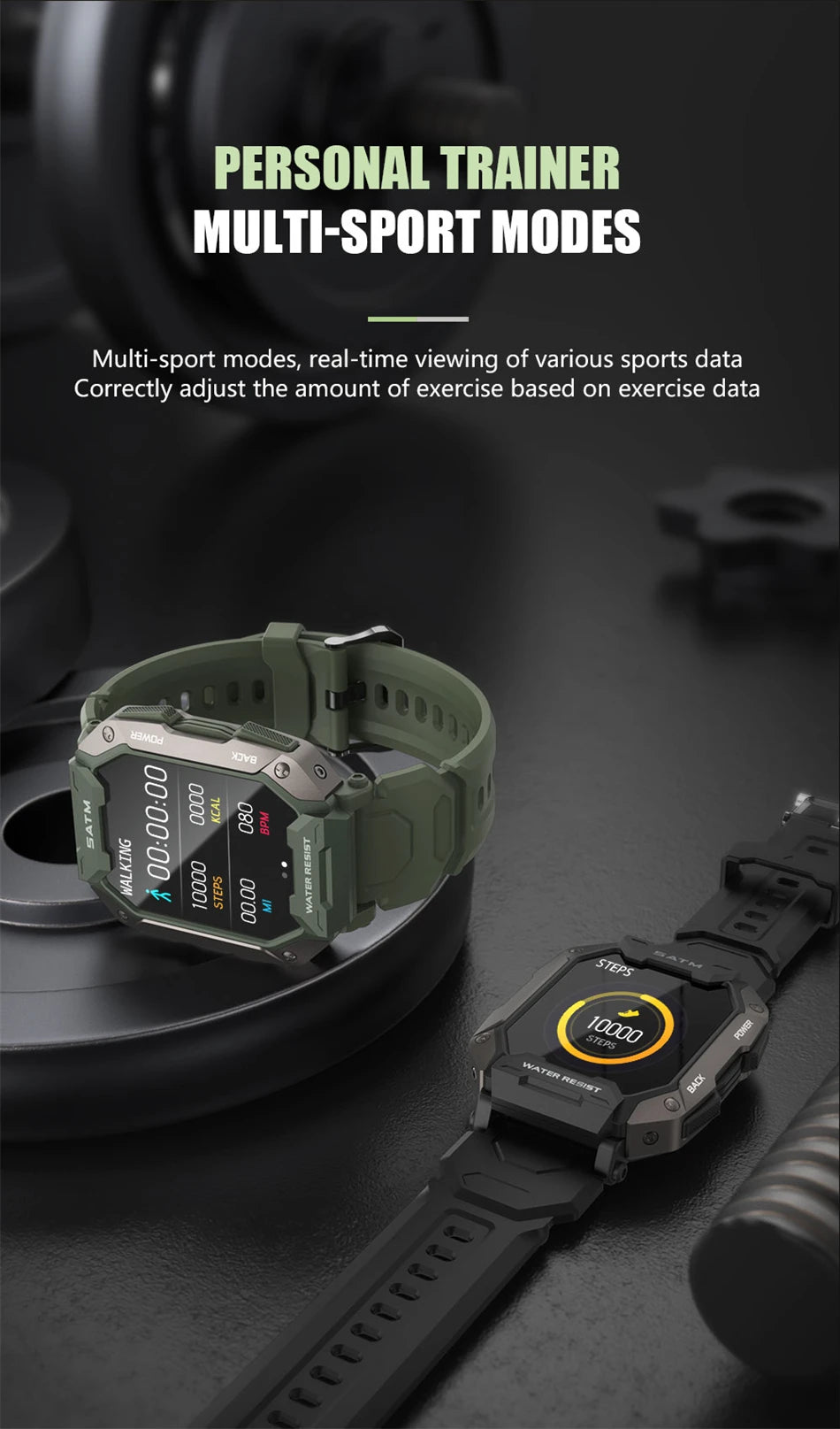 Montre intelligente étanche IP68 Iko pour hommes, horloge intelligente de natation, sports de plein air, suivi de la condition physique, moniteur de santé, montre intelligente pour Android, IOS