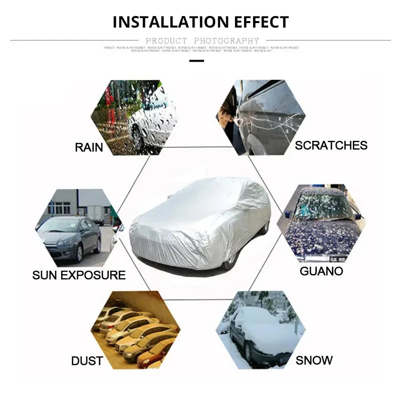 Full car cover, indoor and outdoor protection, sunshade, dustproof, UV-resistant, universal for sedans and SUVs