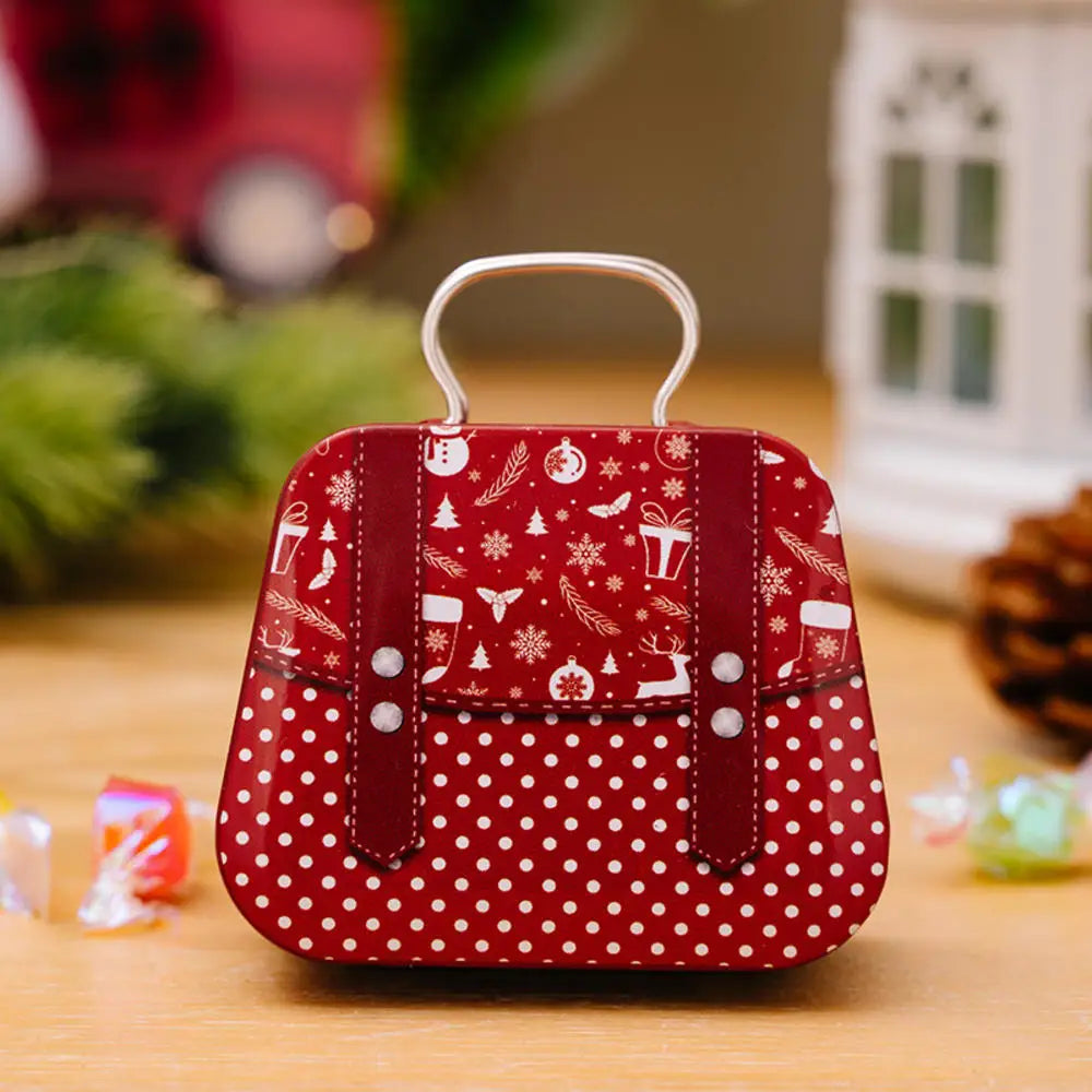 Metal storage box for Christmas decoration, handbag shape, 18 jars, jewelry case, children's gift, storage boxes, open Christmas party, 2024
