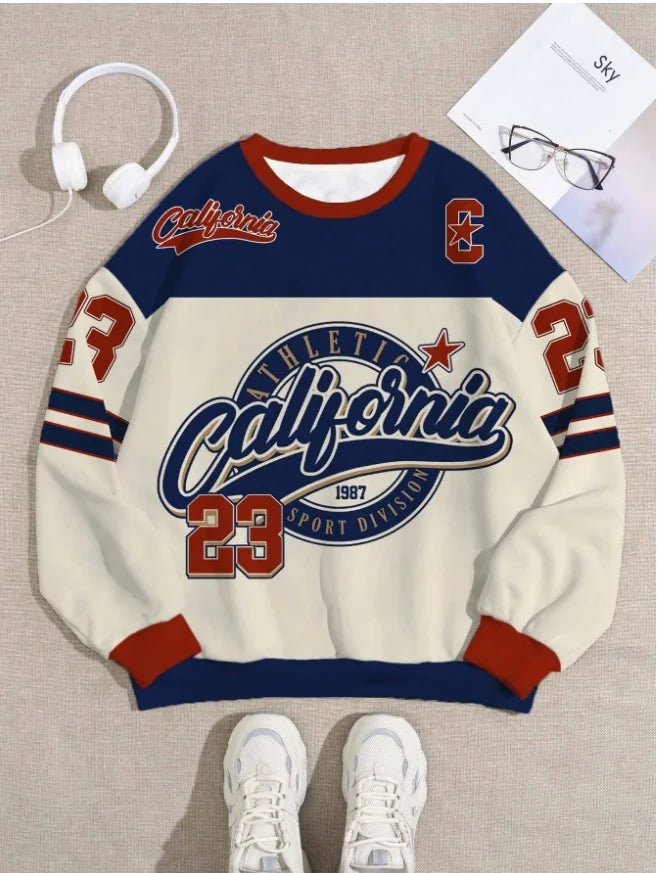 Sweat à capuche à col rond pour femmes et adultes, chemise numérique surdimensionnée, style Hip Hop, Punk Y2k, automne/hiver 25/26, pour adultes et enfants, même Style