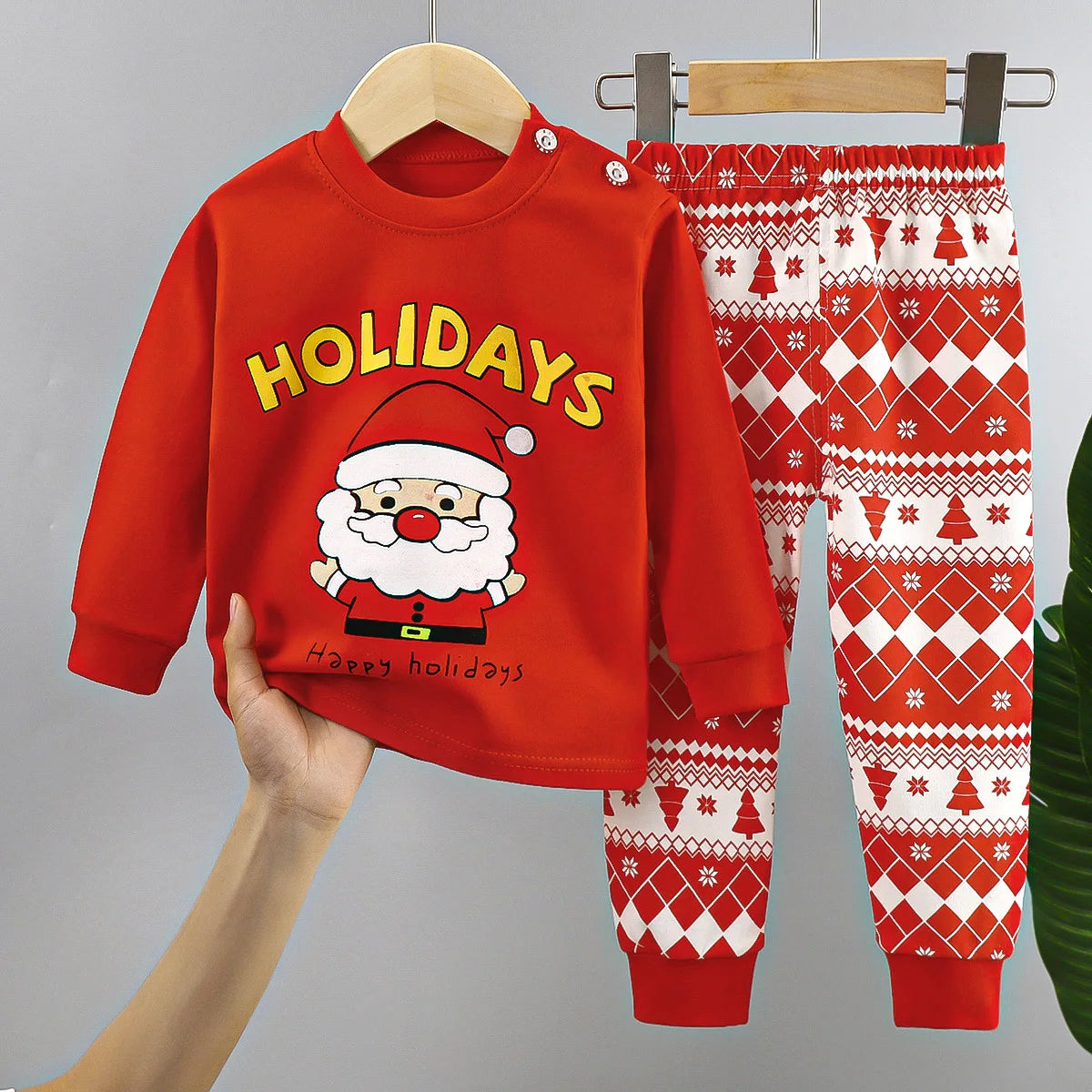 Ensembles de noël pour enfants, vêtements en coton à manches longues pour garçons et filles, hauts et pantalons, costumes pour arbre de noël, automne et hiver