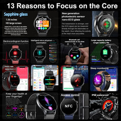 2025New surveillance de la santé acide uric pression artérielle oxygène sanguin analyse du corps montre intelligente ECG + PPG horloge montres intelligentes hommes pour IOS