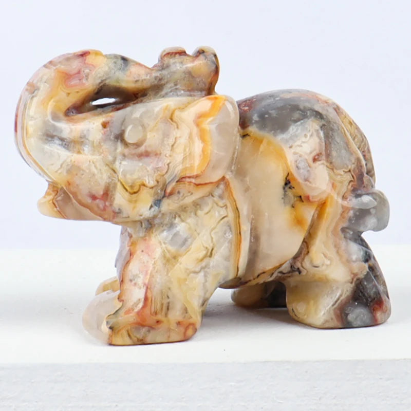 Figurine d'éléphant en pierre précieuse sculptée à la main, pierre naturelle, améthyste, mini statue d'animal, méditation de chakra d'artisanat en cristal, décoration d'intérieur