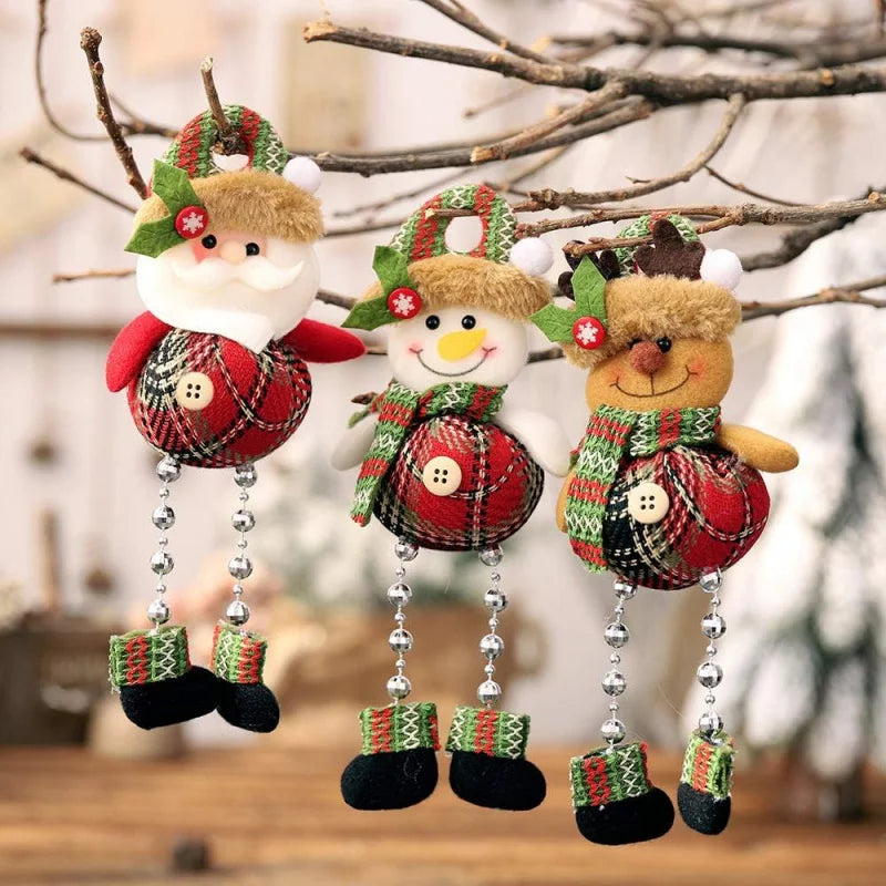 Christmas tree decorations, plush hanging ornaments for holiday parties, Santa Claus, snowman, reindeer, Christmas home decorations