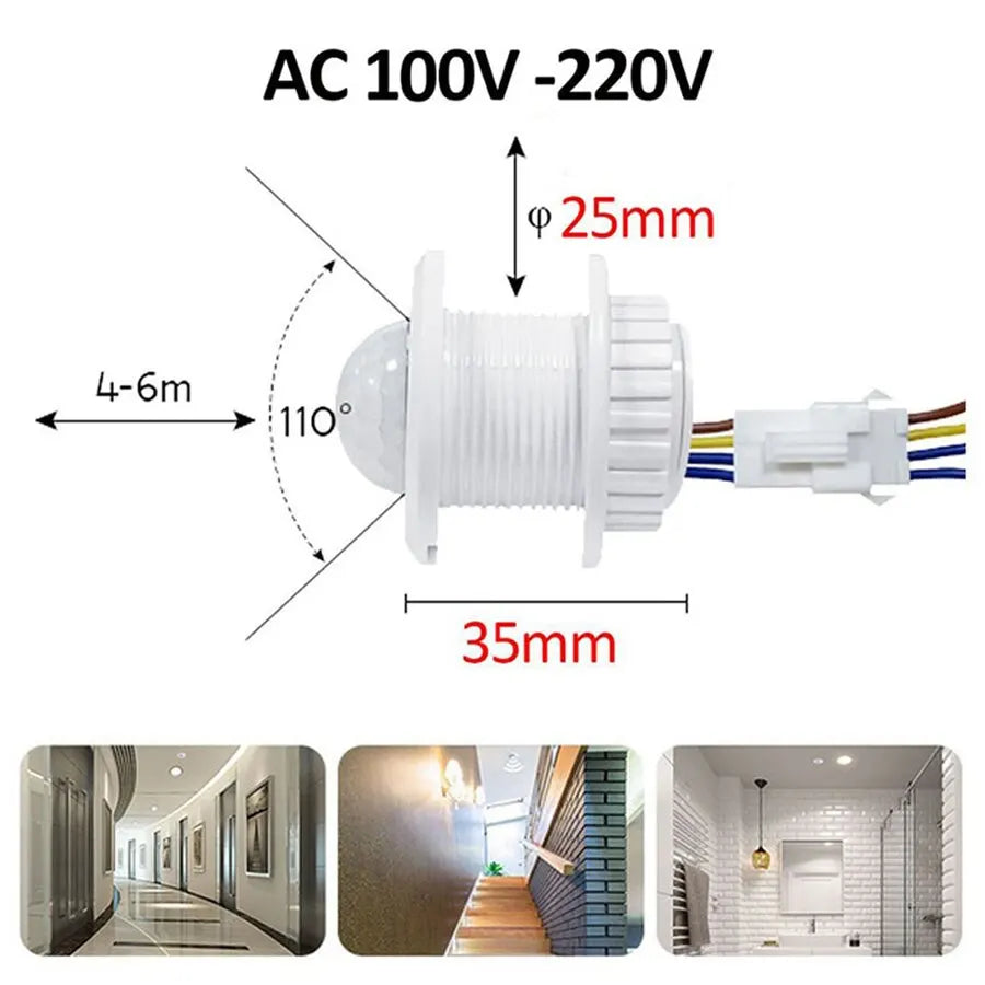 Capteur de mouvement interrupteur de lumière 220V 110V capteur de présence Pir pour l'éclairage délai ajuster détecteur de mouvement lampe interrupteur automatique