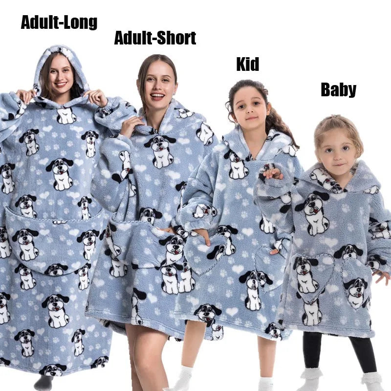 Sweat-shirt à capuche d'hiver pour femmes et hommes, pull polaire géant TV, couverture surdimensionnée avec manches, vêtements citrouille d'halloween pour adultes