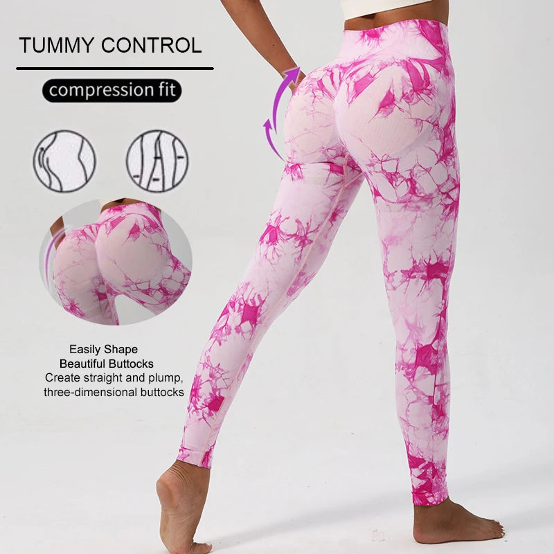 WAREBALL nouveau cravate colorant pantalons de Yoga Leggings de gymnastique femmes sans couture taille haute Push Up Sport collants Fitness entraînement Leggins