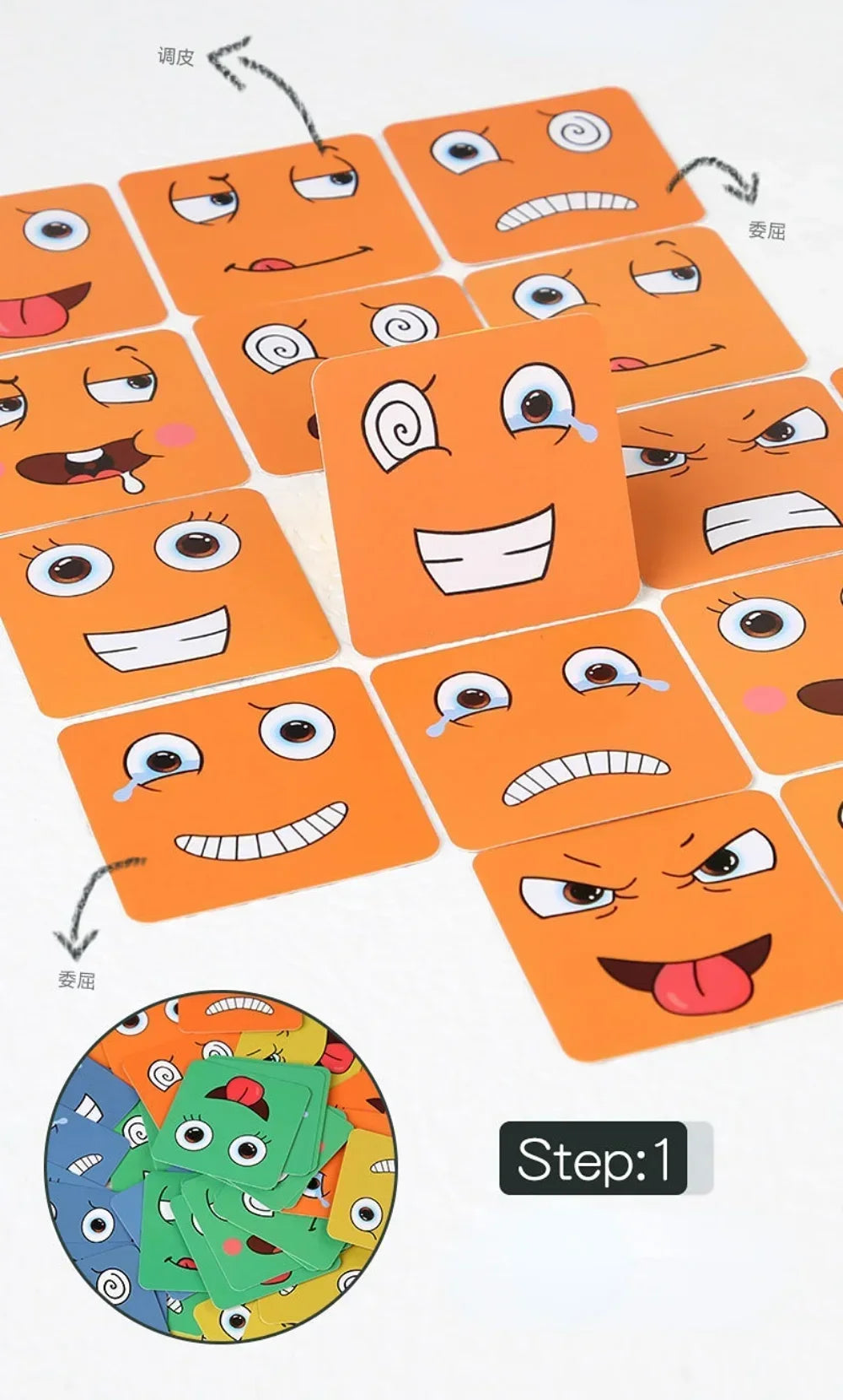 Cube visage changeant bois Puzzle blocs de construction jeu de société Montessori Expression blocs en bois Blocs pour enfants enfants jouets cadeau