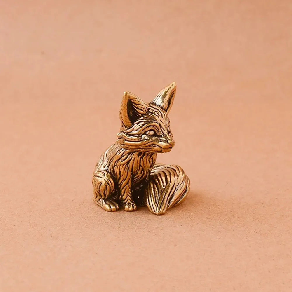 Statue de renard l'inventaire en laiton, figurine d'Auckland, décoration de bureau, sculpture animale en cuivre, artisanat de décoration d'intérieur, accessoires mignons
