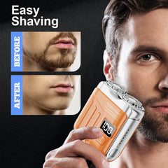 Rasoir électrique hommes tondeuse à barbe utilisation sèche et humide double lames rasoir USB Rechargeable Mini Portable visage barbe rasoir pour voyage à la maison
