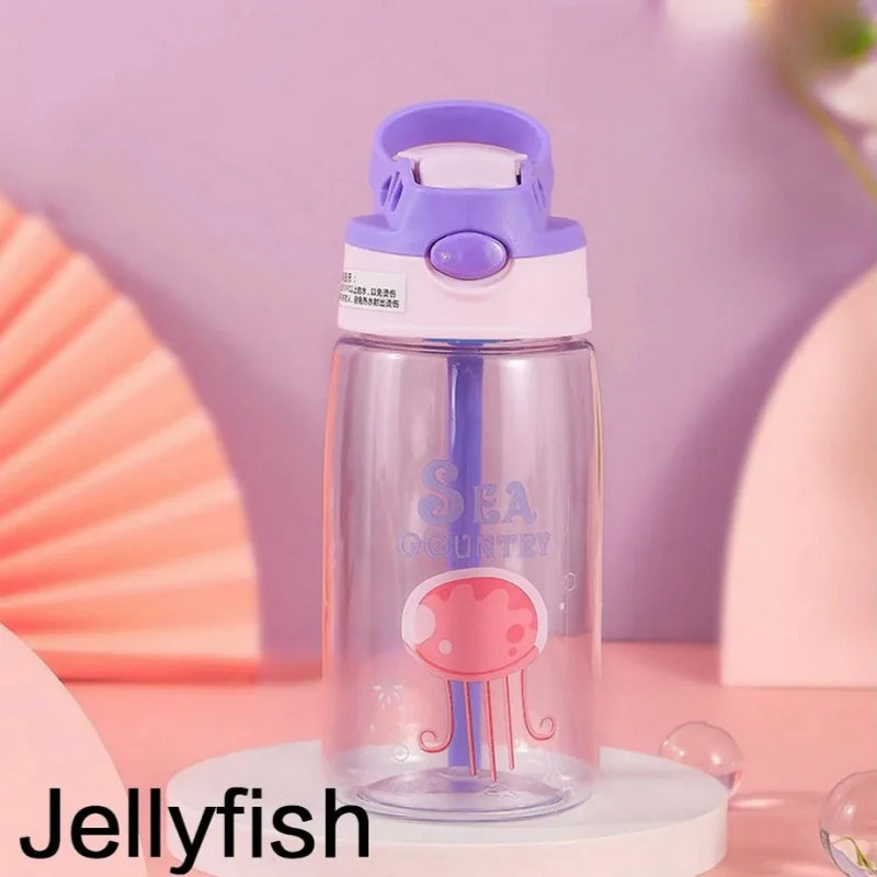 Bouteille d'eau portable avec paille et poignée pour enfants, gobelet pour enfants, 1PC