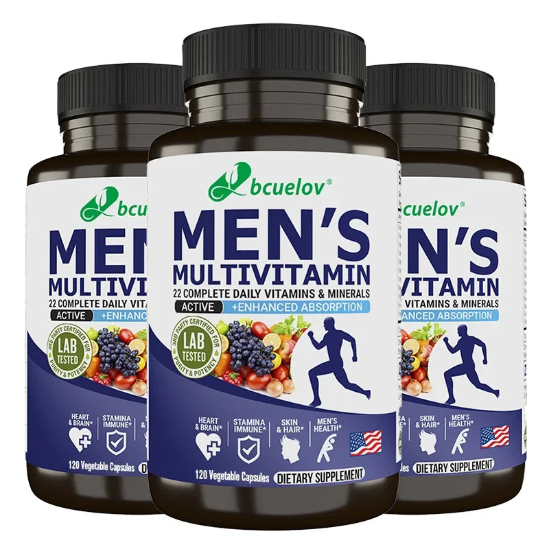 Bcuelov Suppléments vitamines et minéraux pour hommes – 26 combinaisons pour soutenir la santé immunitaire globale, végétalien