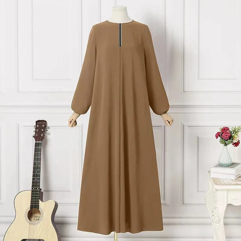 Robe Longue pour Femme Musulmane, Vêtement Éducatif, Eid Abaya, Dubaï, Arabie Saoudite, Maroc, Jalabiya, Ramadan, Couleur Unie, Islam Modeste