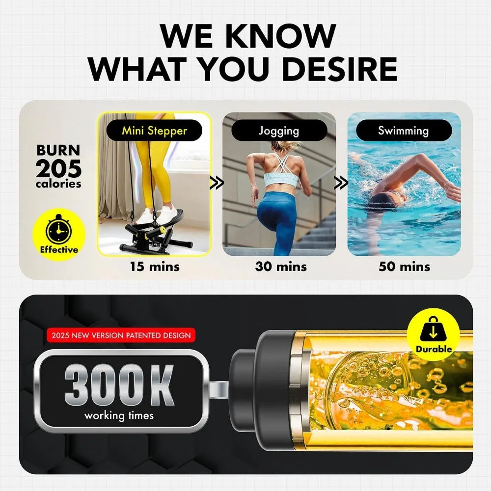 Mini Machine pas à pas torsadée – Capacité de 330 lb, entraînement complet du corps, hauteur de marche réglable