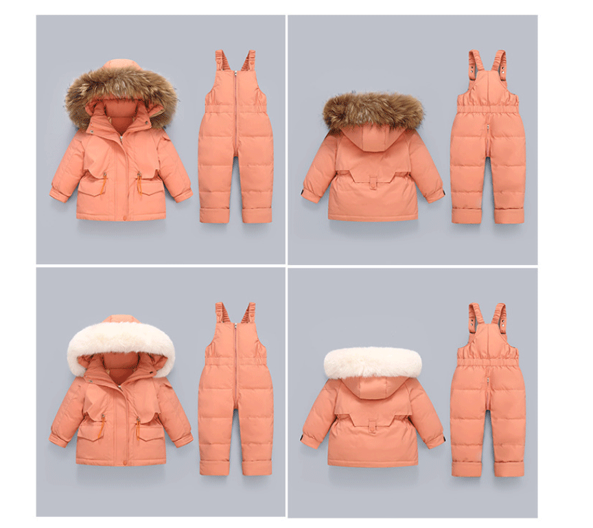 Ensembles de vêtements pour tout-petits, combinaisons de neige d'hiver pour bébés filles, doudounes chaudes, combinaisons à capuche en fourrure optique, combinaisons trempées, 0-3 ans
