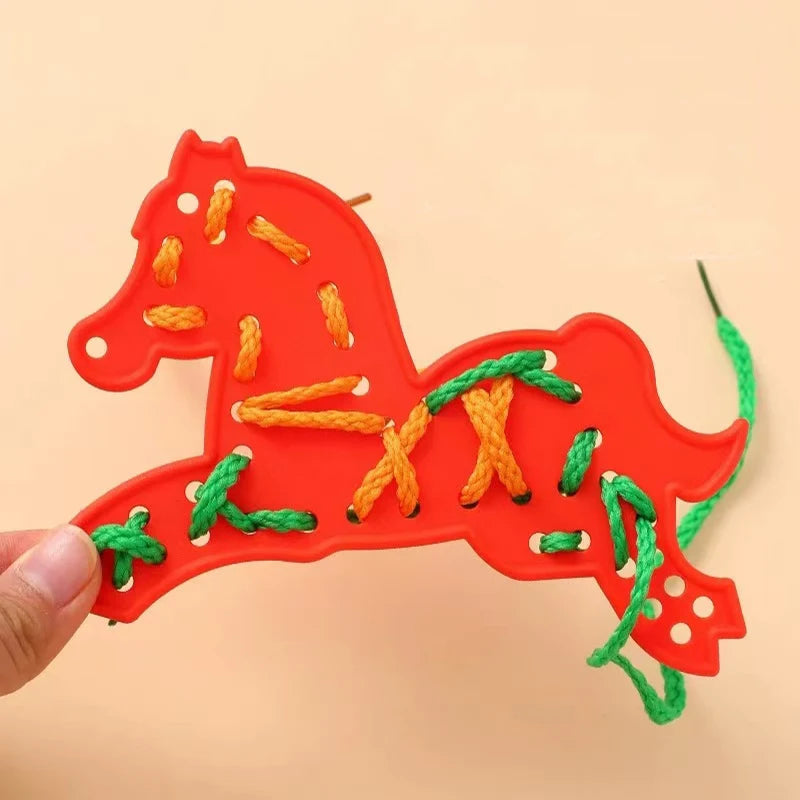 Jouets mentaires oriels Montessori pour enfants, apprentissage précoce, compétences de base de la vie, planche occupée, laçage, jeu de filetage, cadeaux dos