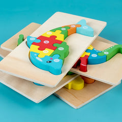 Puzzles en bois Montessori pour enfants, jouets pour tout-petits de 2 à 3 et 4 ans, jouet dinosaure