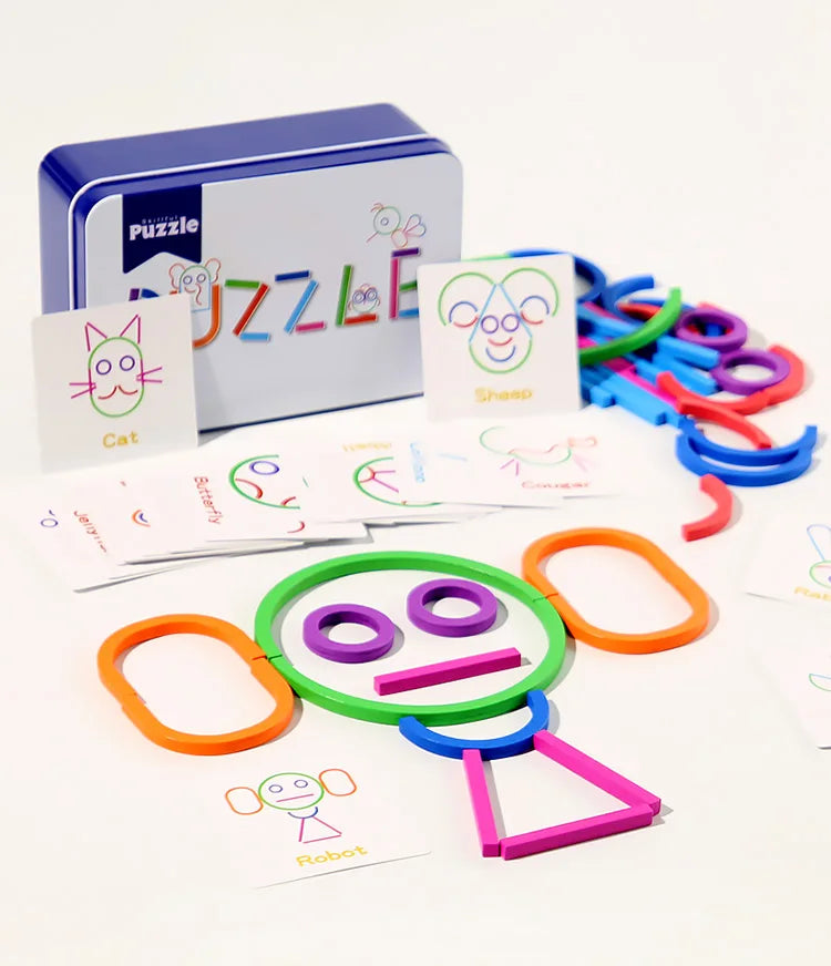 Jouets de puzzle pour l'éducation précoce des enfants, anneaux créatifs en bois, bâtons, puzzles, formation à la pensée logique abstraite, parent-enfant