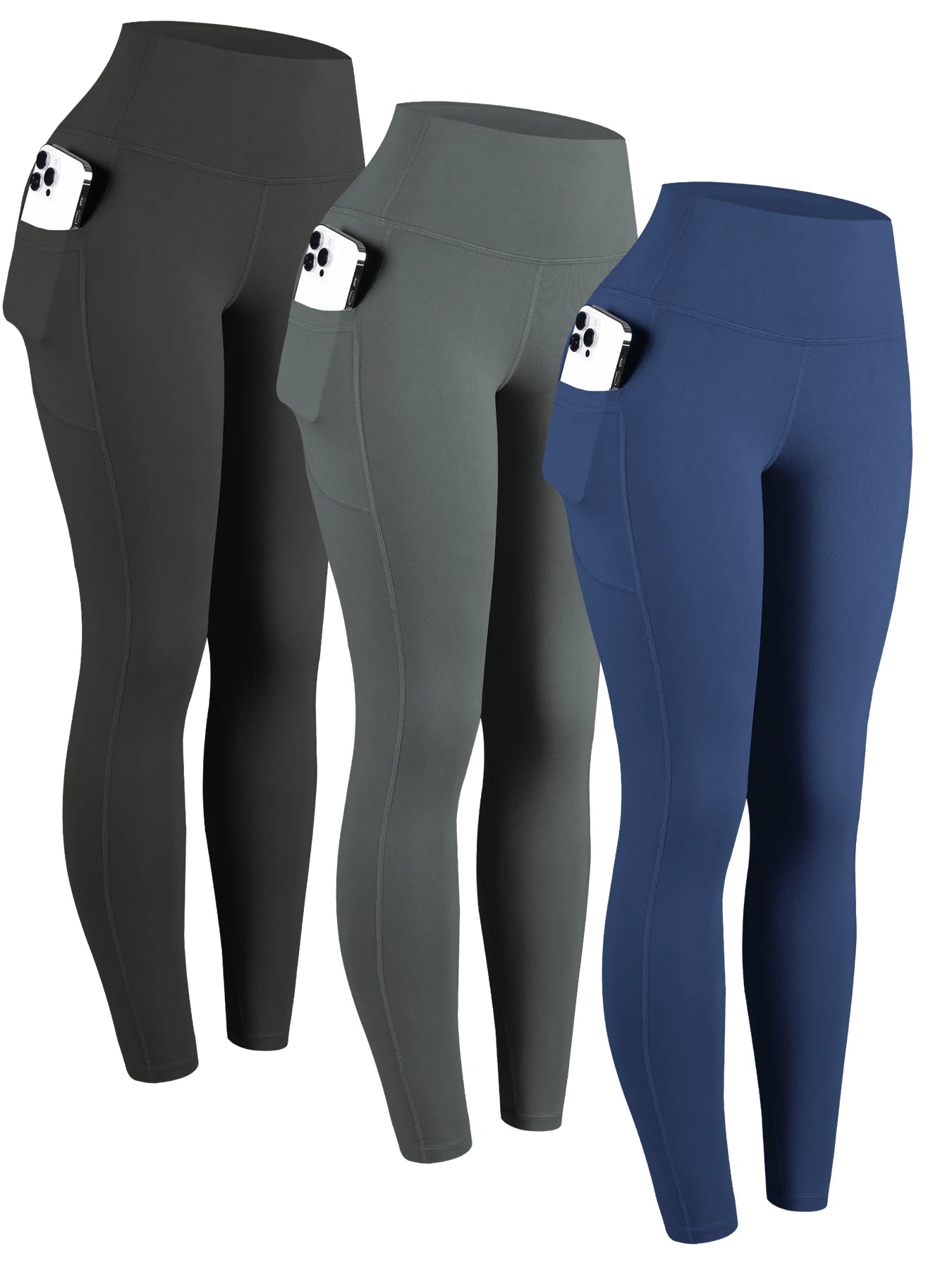 Pantalon de Yoga taille haute de couleur unie pour femmes, avec poches, Leggings de Compression pour le sport, le Fitness, la course à pied