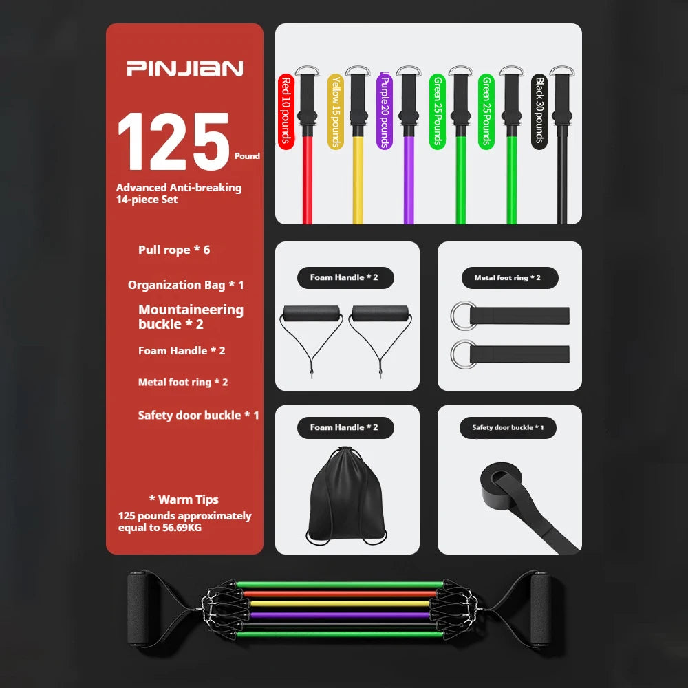 Ensemble de bandes de résistance de musculation, tendeur multifonction, ceinture d'entraînement musculaire, bandes élastiques, équipement de Fitness Portable