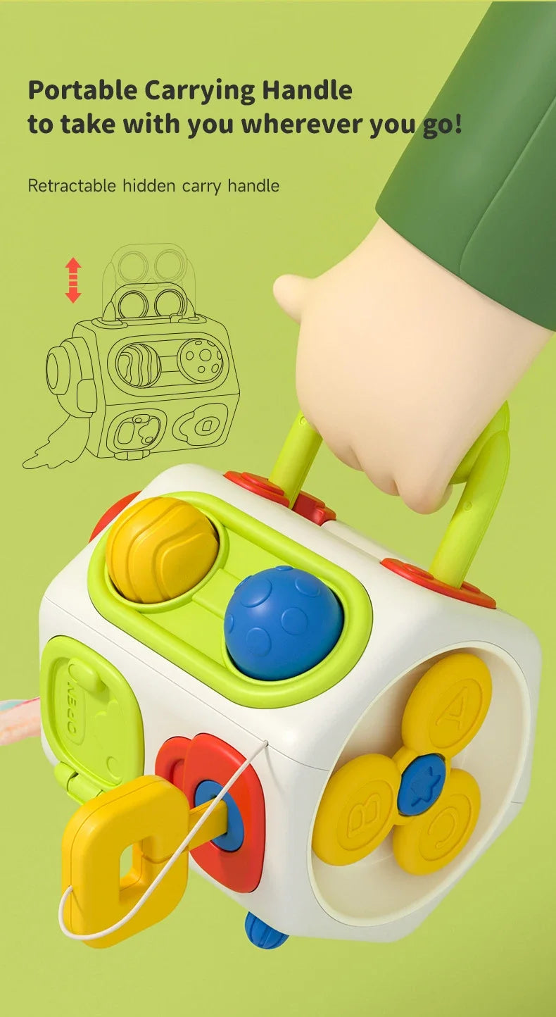 Cube occupé Montessori, jouets pour activités sensorielles pour tout-petits, planche occupée, apprentissage éducatif précoce, jouets de voyage, cadeau pour enfants