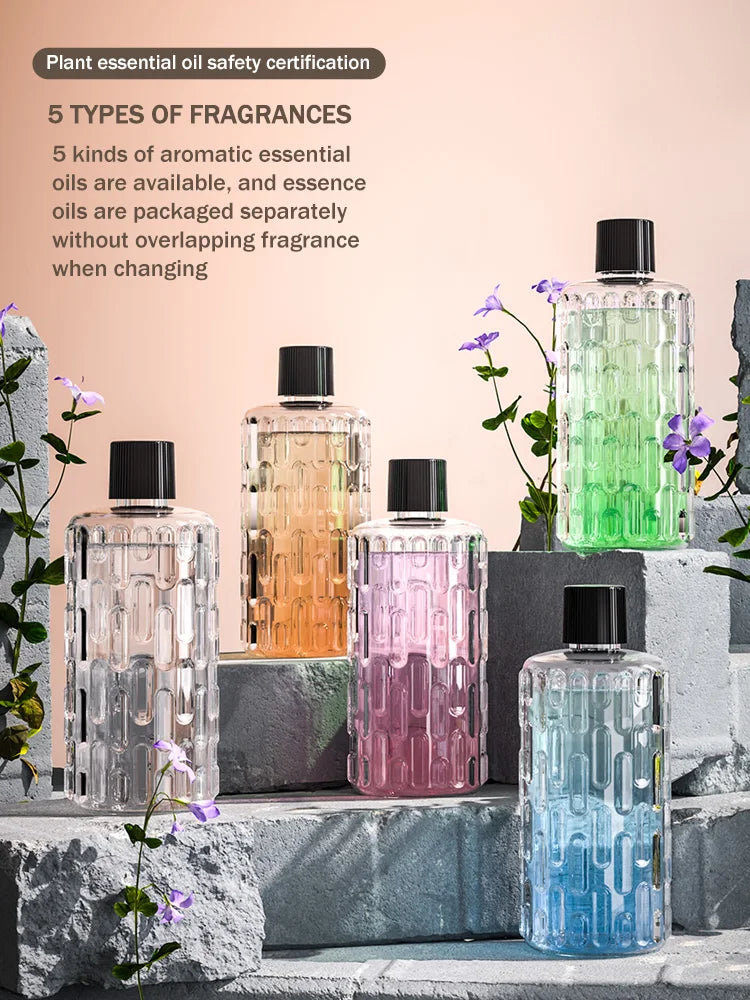 Diffuseur d'aromathérapie automatique pour éliminer les odeurs, adapté à un usage domestique, avec de l'huile essentielle pour le rafraîchissement de l'air.