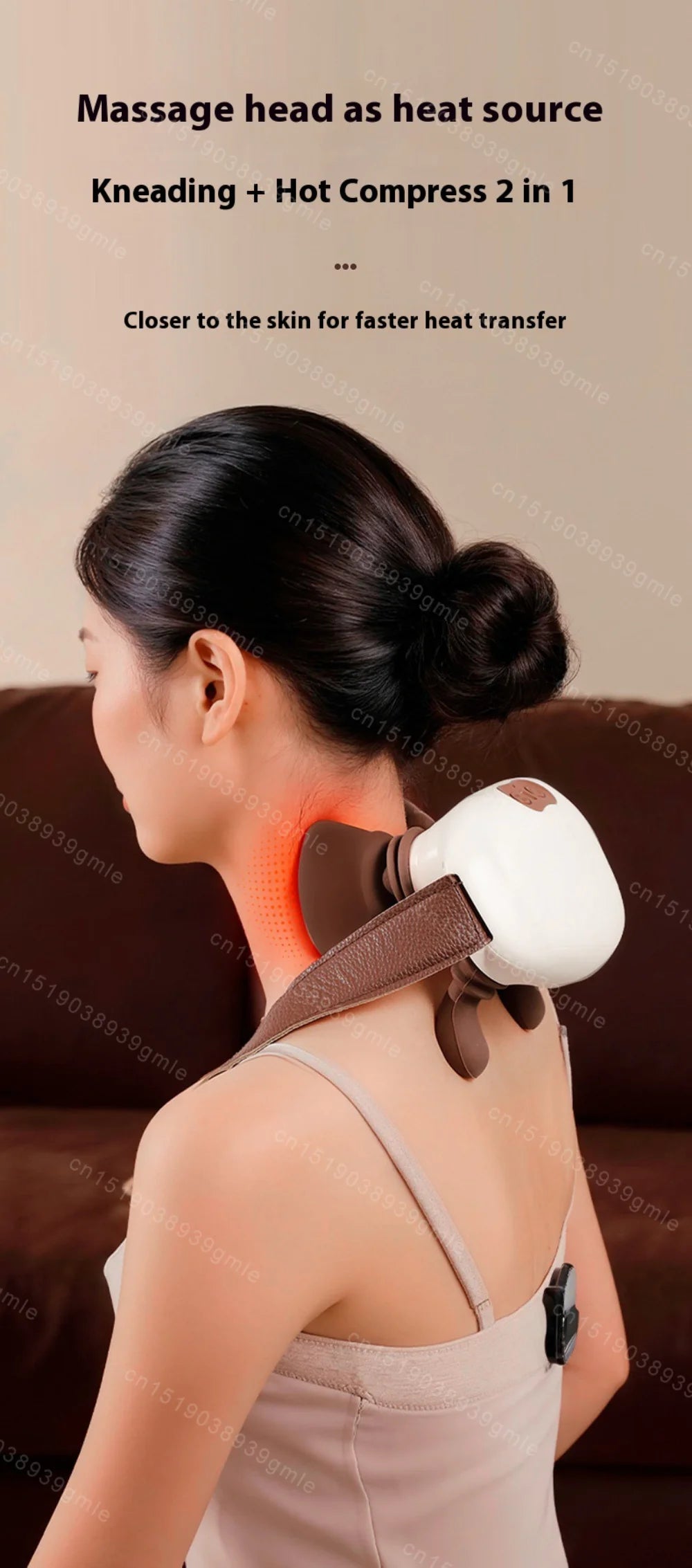 Electric muscle massager for the neck and shoulders, cordless, shoulder and back kneading, shawl, neck massage, relaxation, pain relief