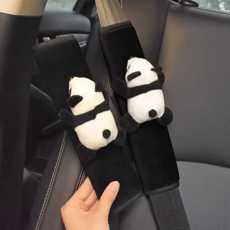 Ceinture de sécurité Automobile, décoration Panda de dessin animé, coussin d'épaule en peluche, accessoires automobiles, décorations de voiture