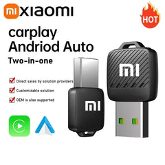 Xiaomi 2-in-1 Wireless Android Auto Adapter, Wireless CarPlay Dongle, AI Smart Car System Smart Box for Wired CarPlay