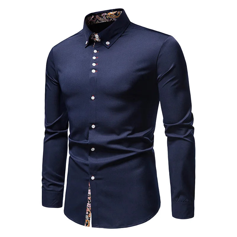 Chemise homme avec col chemises blanches homme manches longues chemises homme polos pour hommes marques célèbres Camisa Social Masculina
