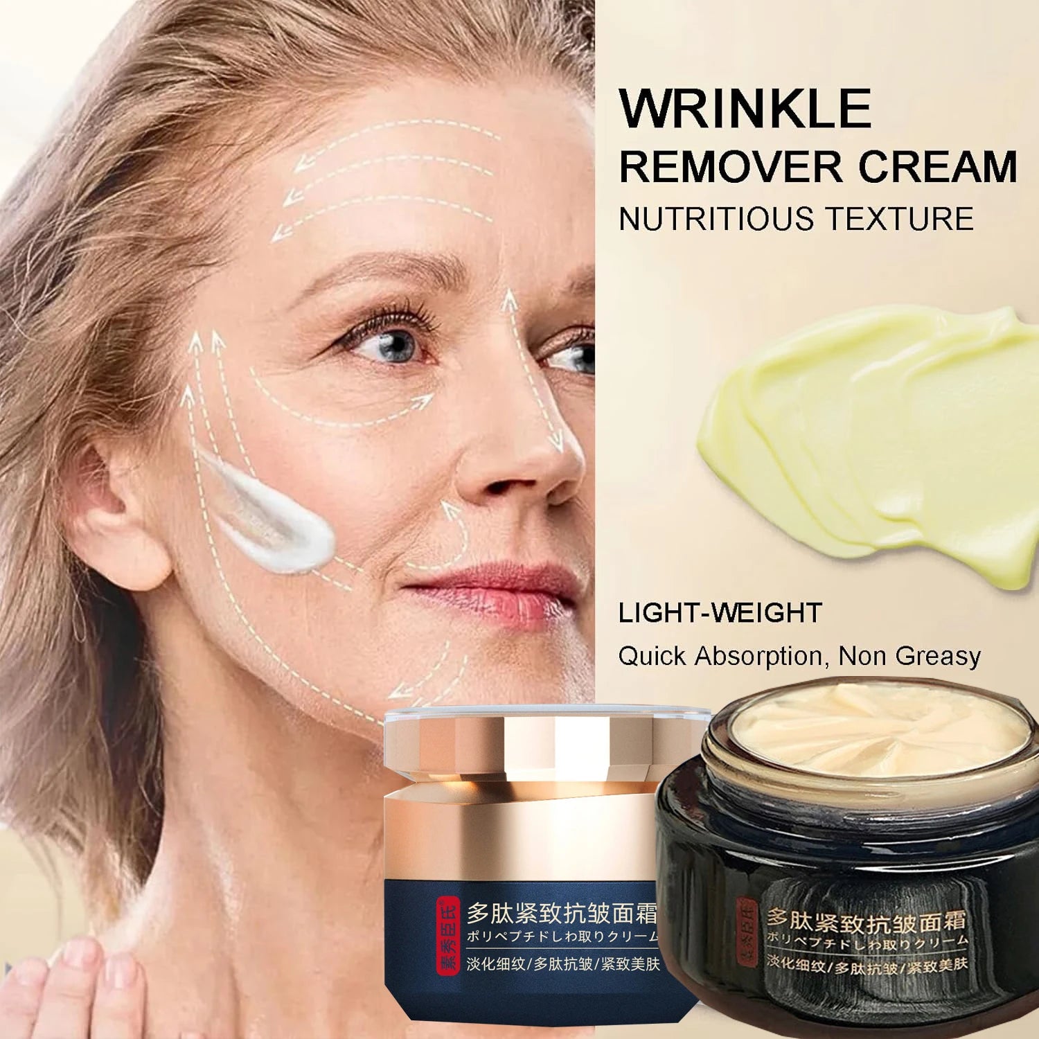 Crème pour le visage raffermissante anti-rides polypeptide, hydratation en profondeur, éclaircit la peau terne, minimise les ridules, crème hydratante de jour et de nuit