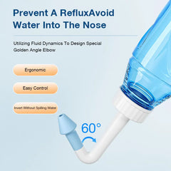 Nasal cleaner for sinusitis, nasal wash, for adults and children, allergic rhinitis treatment, nasal irrigator, neti pot, nasal cleaning tool, 330ml
