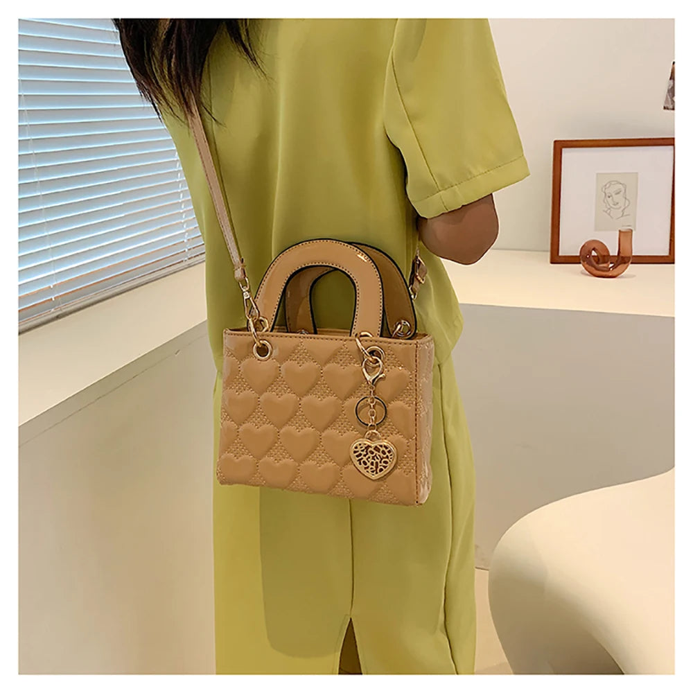 Red Love - Women's Patent Leather Handbag, Glossy Surface, High-End Design, Wedding Cuff Bag, Striking Shoulder Bag, New Fashion 
